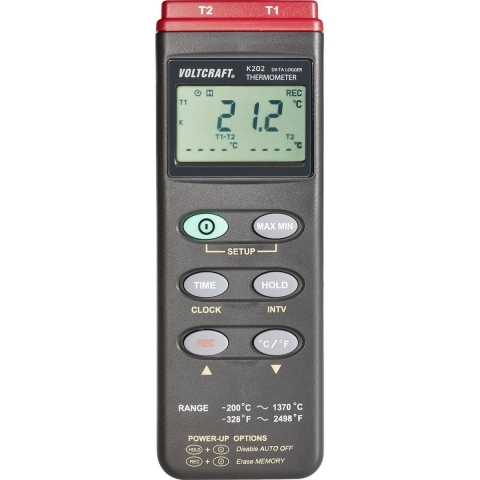 VOLTCRAFT K202 Temperatuurmeter -200 - +1370 °C Sensortype K Datalogger-functie