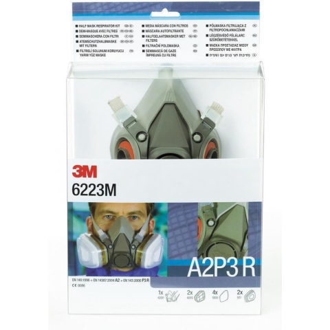 3M 6223M Halfgelaatsmaskerset A2P3 R Maat: Uni EN 140, EN 14387, EN 143 DIN 140, DIN 14387, DIN 143