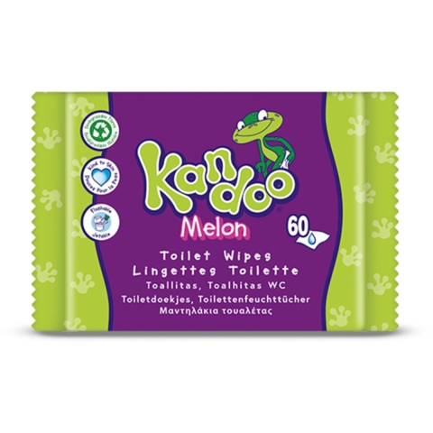 6x Kandoo Vochtige Toiletdoekjes Melon 60 stuks