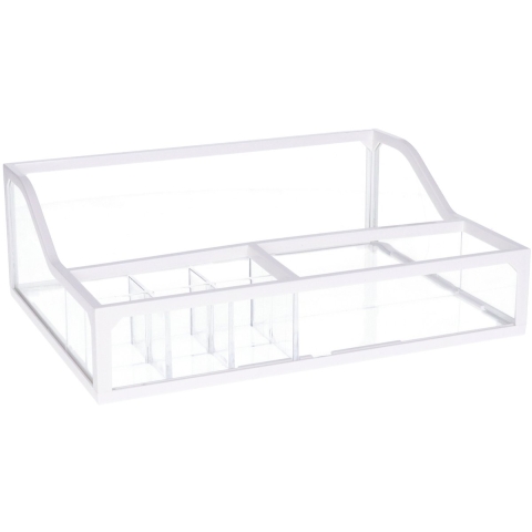 Make-up organizer/opberger 5-vaks 26 x 19 cm van glas -