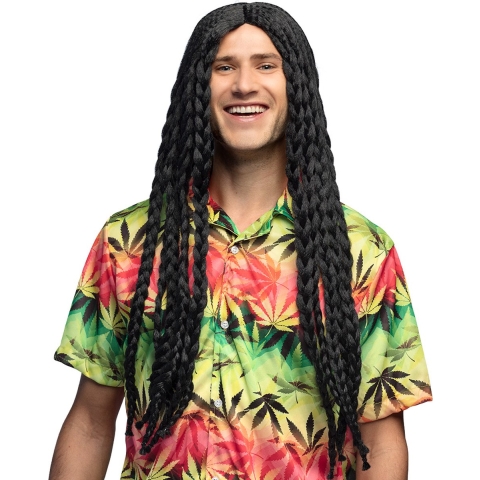 Boland Party heren verkleedpruik - zwart - dreadlocks vlechten - lang haar - Bob -