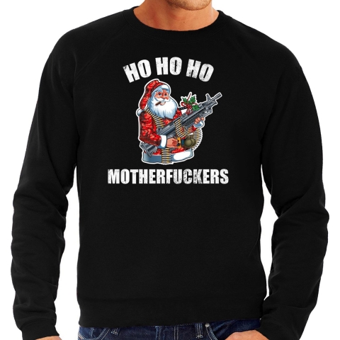 Hohoho motherfuckers foute Kerstsweater / Kersttrui zwart voor heren XL -