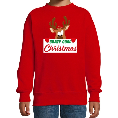 Crazy cool Christmas Kerstsweater / Kersttrui rood voor kinderen 12-13 jaar (152/164) -
