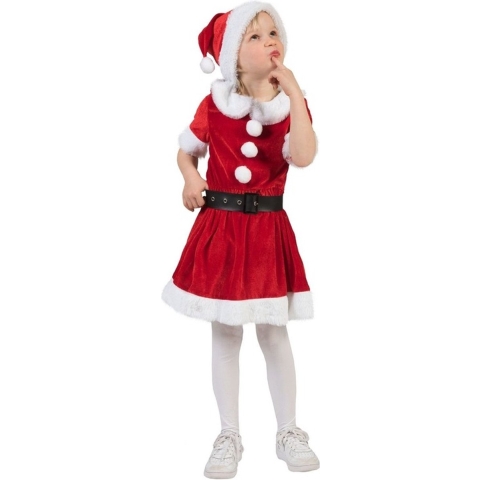 Kerstvrouw verkleed jurkje - rood - meisjes - kerstjurkje - verkleedkleding - kerstman 116 (6 jaar) -