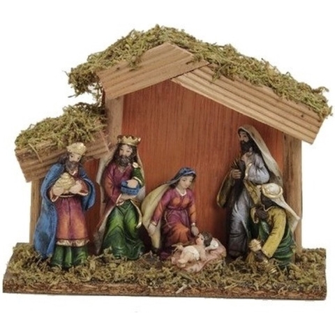 Kerststal met 6 figuren 20 cm -
