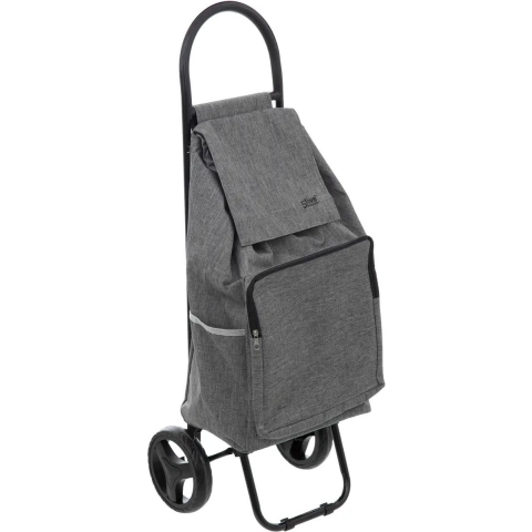 Boodschappen trolley tas met wielen - inhoud 36 liter - grijs - 34 x 30 x 95 cm -