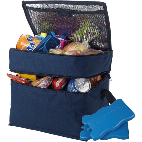 Grote navy koeltas met 8x koelelementen set -