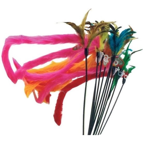 Kattenspeelgoed Hengel Met Veren En Bontstaart