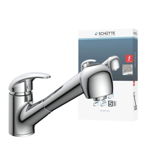 Schutte ALBATROS ééngreepsmengkraan keuken met uittrekbare sproeier | lage druk | chroom
 33379