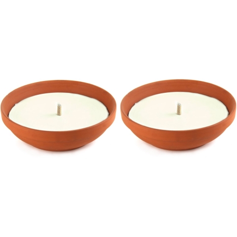 Cookinglife Vlamschalen - Buitenkaarsen - Terracotta - ø 19 cm - 2 stuks