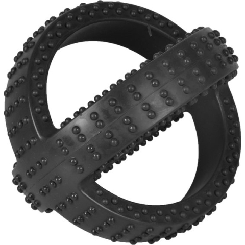 Flamingo - Hondenspeelgoed Rubber Gladiator Cross Ball - L - Zwart - 17.5 x 17.5 x 17.5 cm