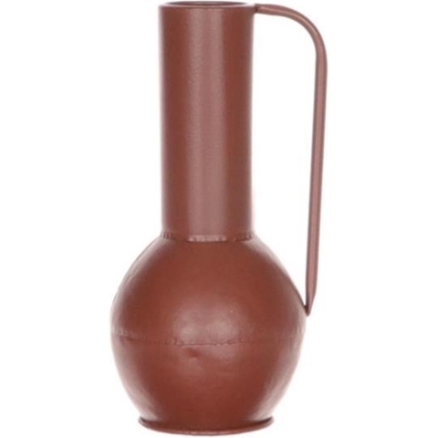 Vaas metaal 13.5x12xh25.5cm bruin/rood