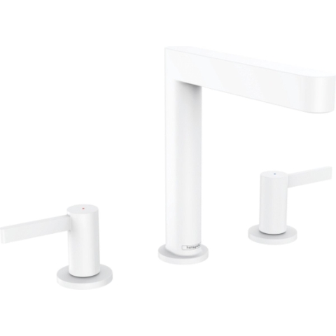 hansgrohe Finoris 3-gats wastafelmengkraan 160 met afvoerplug mat wit