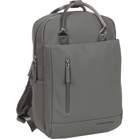 New Rebels Unisex Harper Miami Rugzak - 9L waterdichte rugzak met dubbele sluiting - 13 inch laptopvak - Waterafstotende ritssluiting - Gewatteerde riemen, ideaal voor werk&school - Antraciet
