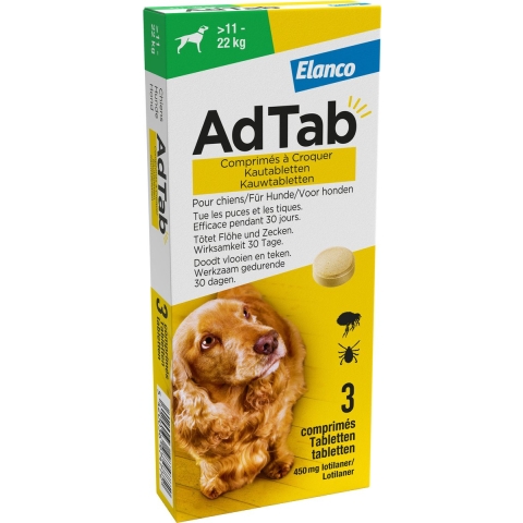 AdTab Anti Vlo en Teek Kauwtabletten Hond>11-22 kg 3 tabletten
