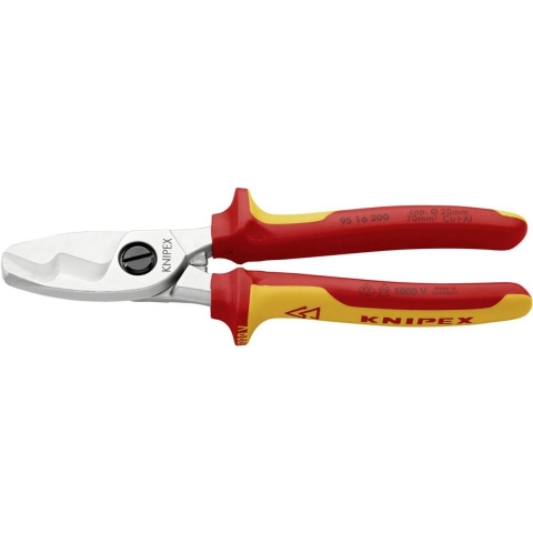 Knipex Kabelschaar met dubbele snijkanten | Geïsoleerd | Meer-componentengrepen | VDE-gekeurd - 95 16 200 SB