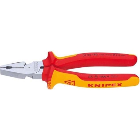 Knipex Kracht-kombitang geïsoleerd | Meer-componentengrepen | VDE-getest | Verchroomd | Lengte 180 mm - 02 06 180 SB