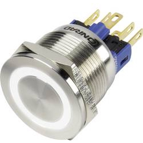 TRU COMPONENTS 1303050 GQ22S-11E/W/12V Vandalismebestendige druktoets 250 V/AC 3 A 1x uit/(aan) Moment Wit IP65 1 stuk(s)