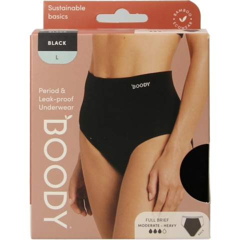 Boody Menstruatieondergoed Tailleslip Zwart Normaal/Hevig Maat L