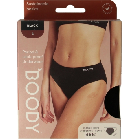 Boody Menstruatieondergoed Bikinislip Zwart Normaal/Hevig Maat S