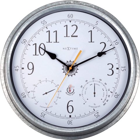 NeXtime NE-4304GA Buitenweerstationklok 40cm Metaal Gegalvaniseerd Tulip