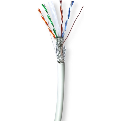 Nedis CCBG8528GY305S Netwerk Kabel Rol Cat6 Solid S/ftp Koper 305.0 M Binnenshuis Rond Lszh Grijs Gift Box