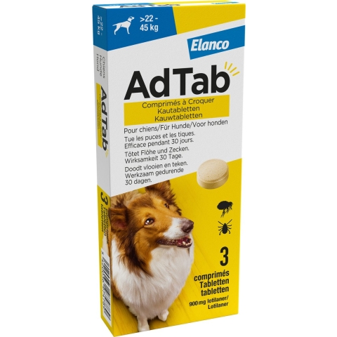 Elanco AdTab voor Honden>22-45 kg | 3 kauwtabletten