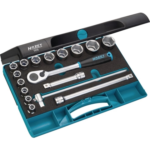 Hazet Set dopsleutels CV. | 17-delig | 1/2 inch | 10-32mm | voor 4-kant drive in kunststof cassette | 4000820598