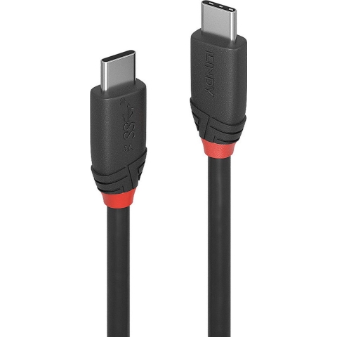 LINDY USB-kabel USB 3.2 Gen2x2 USB-C stekker, USB-C stekker 0.50 m Zwart Stekker past op beide manieren 36905