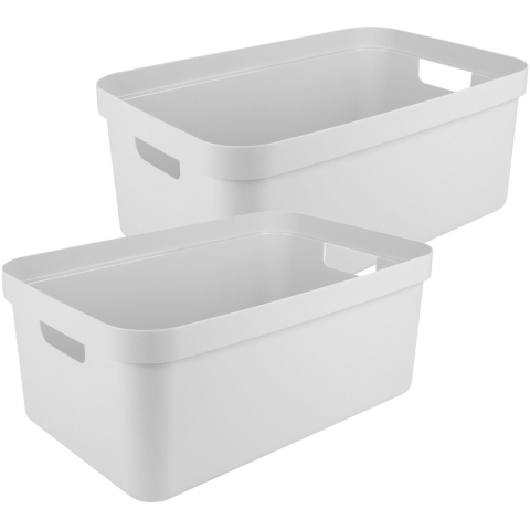 Sunware opbergbox Sigma Home - 2x - kunststof - 45 liter - wit - opberg dozen/bakken -