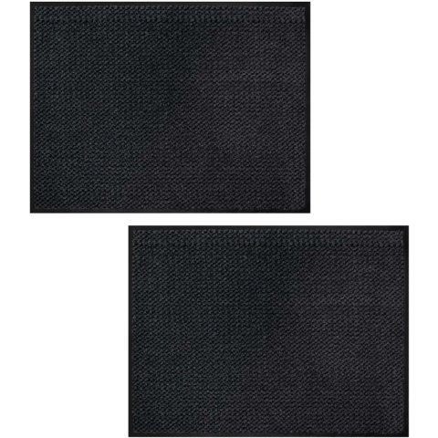 Deurmat - 2x - anti slip - kunststof - antraciet - 80 x 120 cm - voor binnen - schoonloopmat -