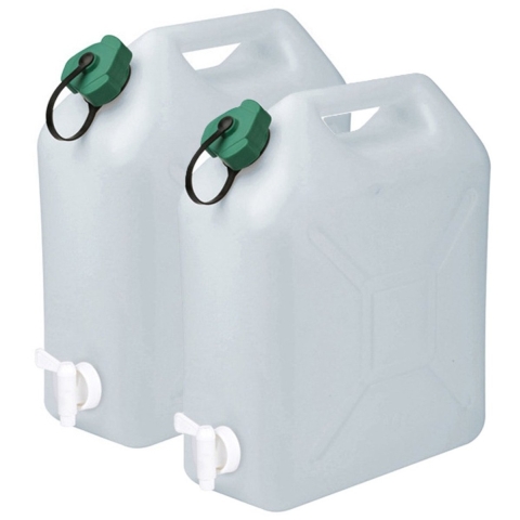 EDA Water Jerrycan of watertank - 2x - 15 Liters - met kraantje - 32x16x38 -