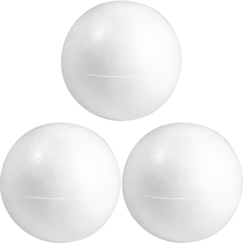 Piepschuim bol/ballsen - 3x - wit - D20 cm - halve schalen - hol - hobby/DIY materiaal -