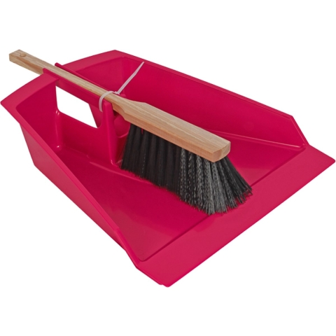 Extra groot stoffer en blik roze 43 cm voor tuinafval/bladeren -