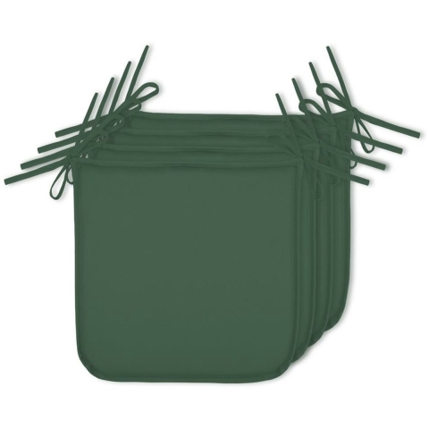 Stof Textile Tuin stoelkussens - set 4x stuks - donkergroen - 38 x 38 x 4 cm - voor buiten -