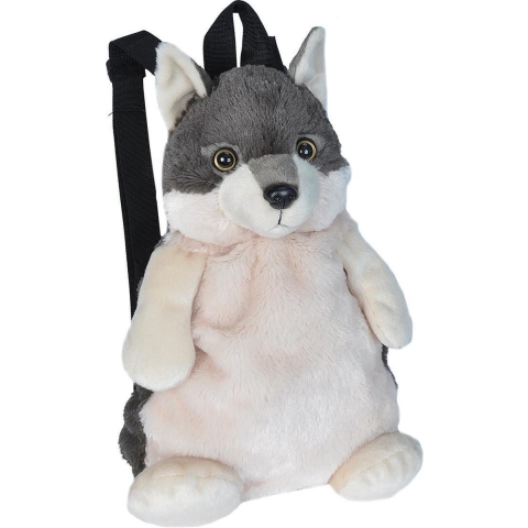 Pluche wolf rugzak/rugtas knuffel 33 cm -