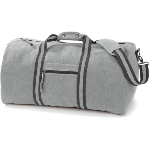 Canvas weekendtas/reistas - lichtgrijs - 45 liter - Vintage reistas - Tassen voor volwassenen -