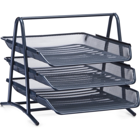 Zeller Brievenbak - draadmetaal - antraciet - bureau organizer - 35 x 27 cm - postbakjes -
