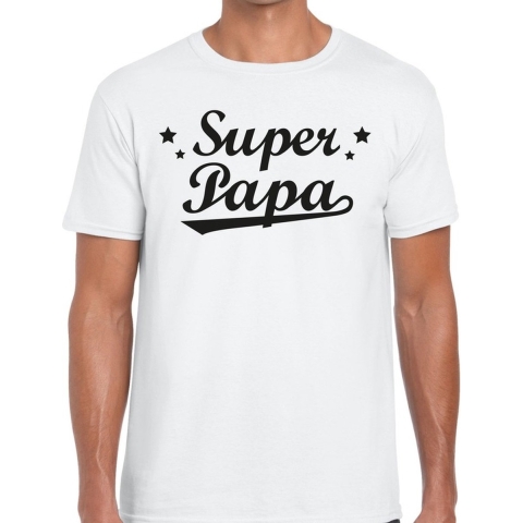 Super papa cadeau t-shirt wit voor heren S -