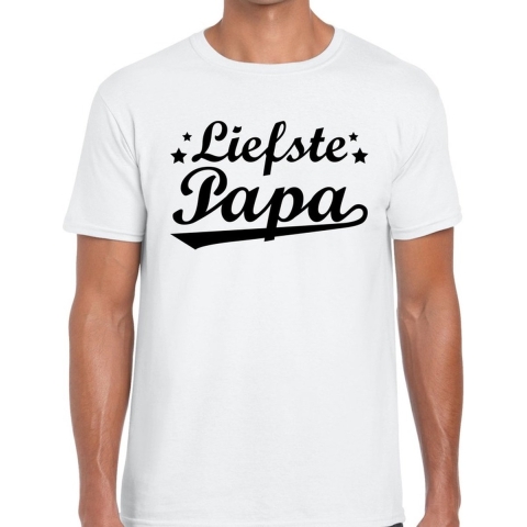 Liefste papa cadeau t-shirt wit heren M -
