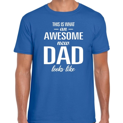 Awesome new dad t-shirt blauw voor heren - Aanstaande vader/ papa cadeau M -