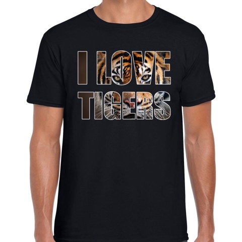 I love tigers / tijgers diere t-shirt zwart heren L -