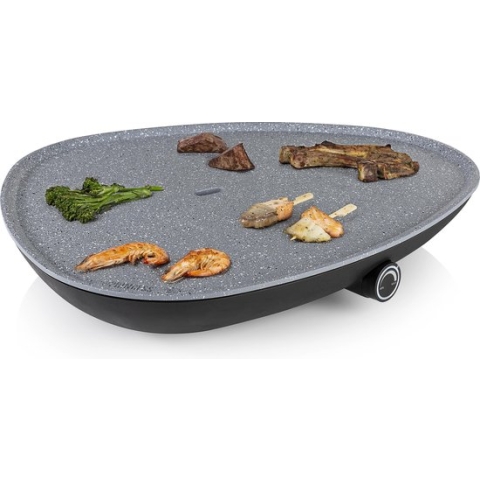 Princess Triangel Bakplaat 103250 - Grillplaat - Gourmet - XL 50x42 cm - Regelbare thermostaat - 2 meter snoer – Terrazzo look