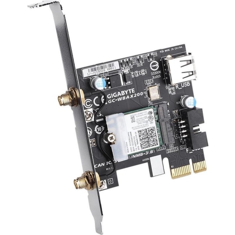 Gigabyte GC-WBAX200 - Netwerkadapter - PCIe - 802.11a, 802.11b/g/n, 802.11ac Wave 2, Bluetooth 5.0, 802.11ax