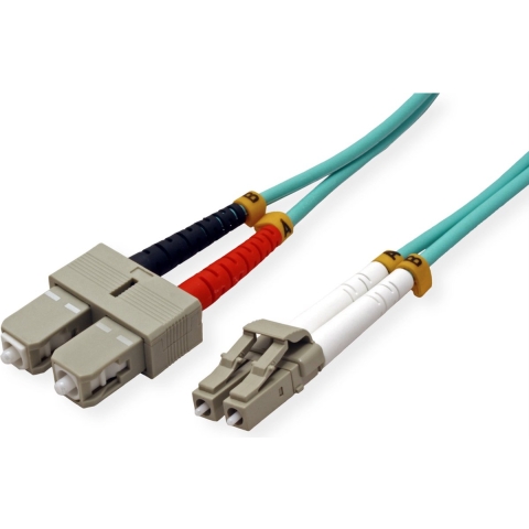 VALUE F.O. kabel 50/125µm OM3, LC/SC, turkoois, 10 m