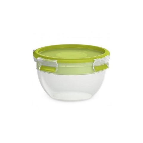 Emsa Clip & Go Snackbox 1 l Kunststof Met deksel, Vaatwasserbestendig Transparant, Groen 518097