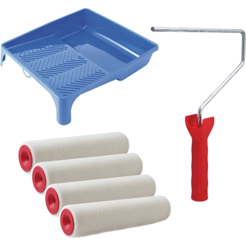 Sorex Verfrollers set - beugel - doseer verfbak - 4x anti spat rollers - 25cm breed - schilderen -