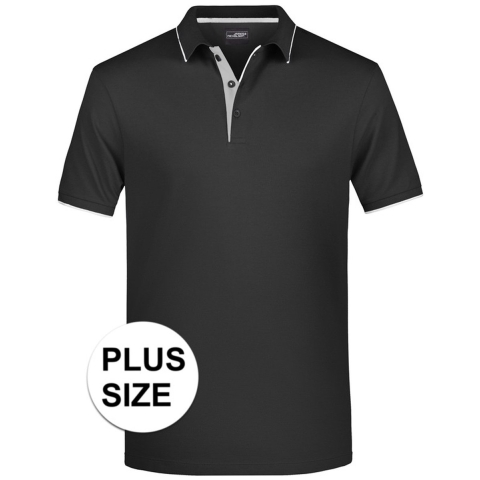 James & Nicholson Poloshirt - Golf Pro premium - grote maat - zwart/zilver - heren 3XL -