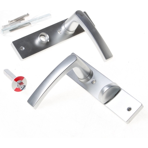 Nemef 3251 WC Ls Beslag kortschild rechthoekig | Blok kruk-kruk | beslagset | geveerd | krukstift 8mm | F1 aluminium | WC63 | draairichting links -