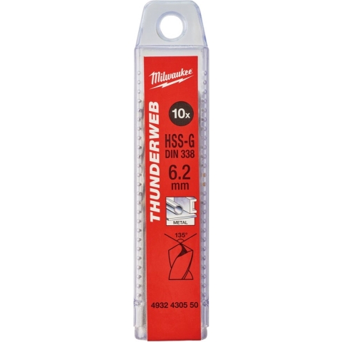 Milwaukee Accessoires Thunderweb HSS-G metaalboor 6,2 x 101 x 63 mm (10 stuks) - 4932430550